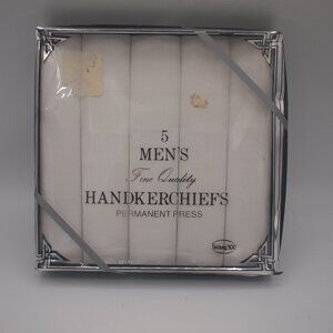 Vintage Permanent-Press Handkerchiefs Botany 500 Mens set of 5 White USA